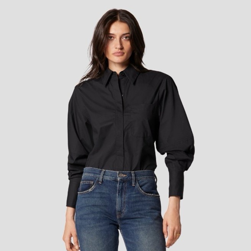Equipment Femme Voisier Shirt 100% Cotton Black Long Sleeve Button Up 113